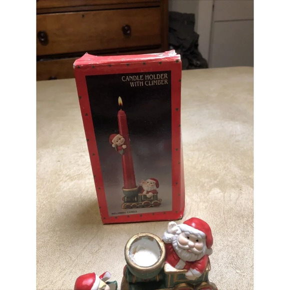 Santa Claus Candle Hugger  Candle Holders Christmas Train Vintage - Picture 5 of 8